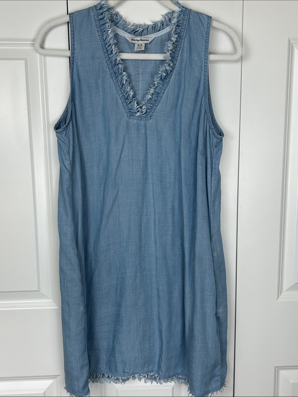 Tommy Bahama Light Blue Frayed V-Neck Dress - Picture 2 of 6